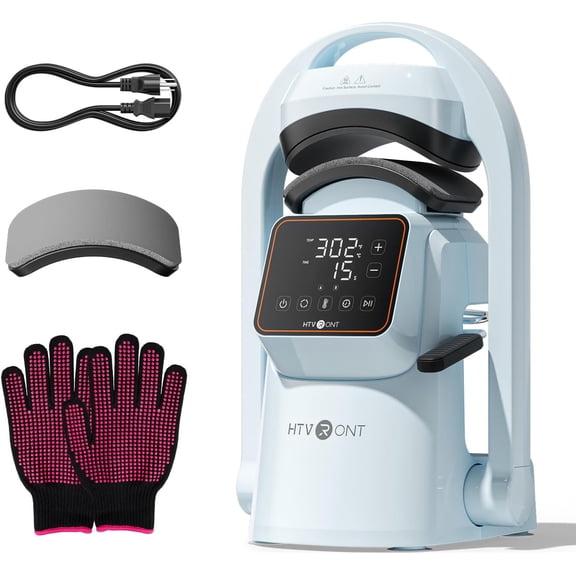 HTVRONT Auto Hat Press Machine - Hat Heat Press Machine with Precise Temp&Timer Control, Hat Heat Press Machine for Caps with 2 Platens, Compatible with DTF Film, Embroidery, Sublimation (Blue)
