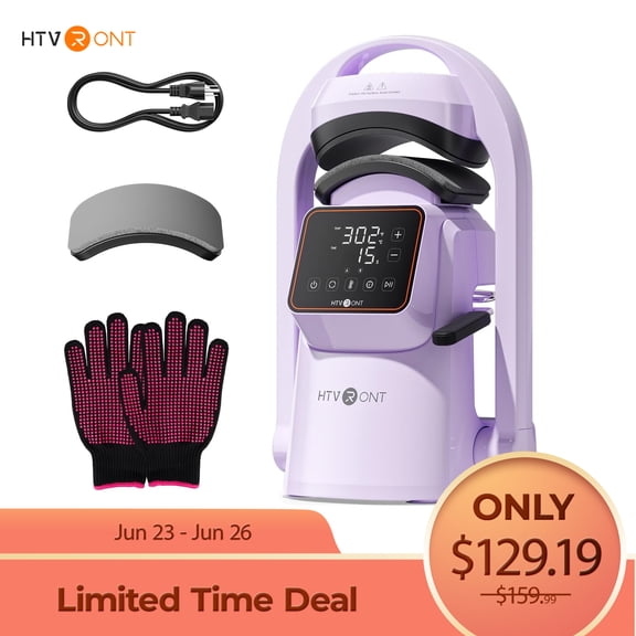 HTVRONT Auto Hat Press Machine - Hat Heat Press Machine with Precise Temp&Timer Control, Hat Heat Press Machine for Caps with 2 Platens, Compatible with DTF Film, Embroidery, Sublimation (Purple)