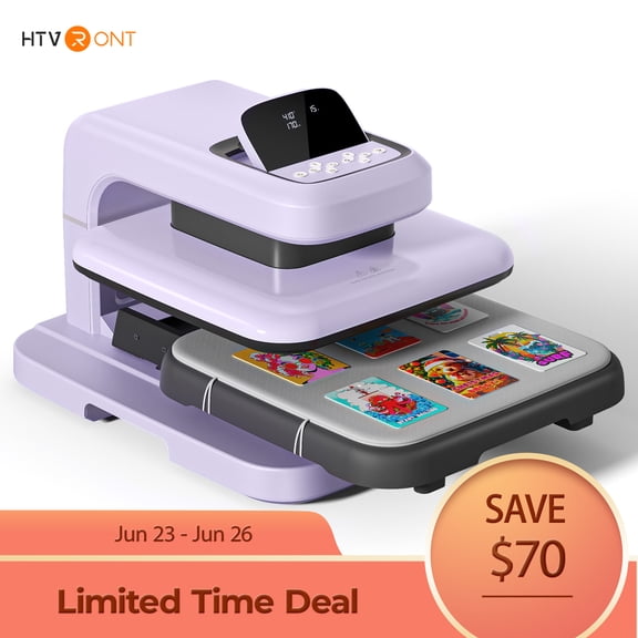 HTVRONT Automatic heat press 2 - Heat Press Machine for T Shirts with Adjustable Pressure & Higher Heating Height, Heats Up Fast and Evenly Heat Press 15x15 for HTV, Sublimation (Purple)