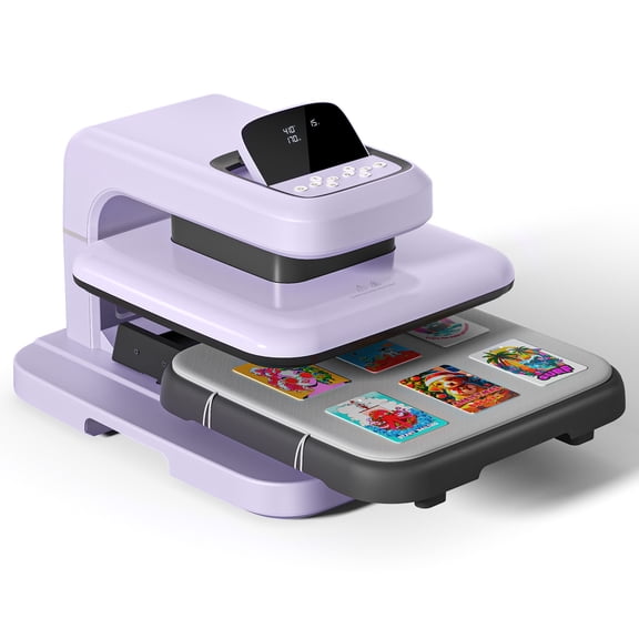 HTVRONT Automatic heat press 2 - Heat Press Machine for T Shirts with Adjustable Pressure & Higher Heating Height, Heats Up Fast and Evenly Heat Press 15x15 for HTV, Sublimation (Purple)