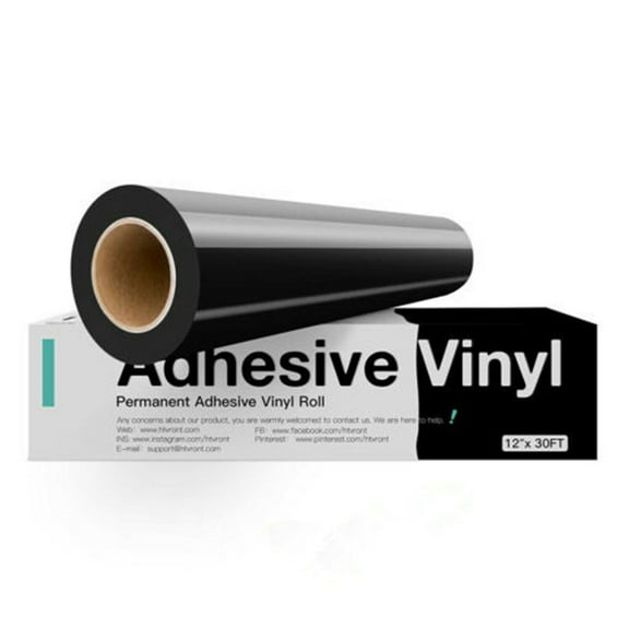 HTVRONT Black Vinyl for Cutting Machine Permanent Vinyl Roll - 12" x 30FT Black Adhesive Vinyl for Craft Cutter, Decal, Signs, Stickers (Glossy Black)