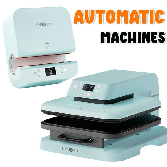HTVRONT Blue Automatic Heat Press Tumbler Machine & 15"X15" Automatic Heat Press Machine for HTV Vinyl Bundle