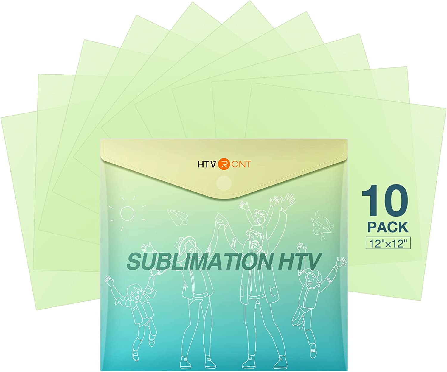 HTVRONT Clear HTV Vinyl for Sublimation 10 Pack 12"x12" Glossy