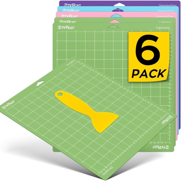 HTVRONT Cutting Mat, 6 Pcs Cutting Mat 12x12(Standard, Light, Strong, FabricGrip) Compatible with Cricut Maker 3/Maker 4/Maker/Explore 3/4/Air 2/One, Variety Adhesive Sticky Cutting Mats Accessories