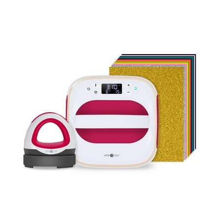 HTVRONT Easy & Mini Heat Press Bundle, Fast Heat-up Iron Press Machine for Hat, T-Shirts, and More