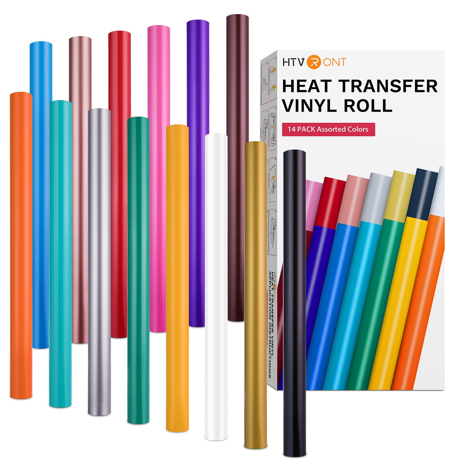 HTV Heat Transfer Vinyl Bundle - 20 Pack 12'' x 3FT Easy Cutting Iron on  Vinyl