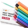 thumbnail image 1 of HTVRONT HTV Heat Transfer Vinyl Bundle - 14 Pack 12" x 3FT HTV Vinyl Roll, Iron on Vinyl for Cutter Easy Cut and Weeding(14 Assorted Colors), 1 of 12