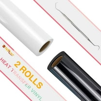 HTVRONT Heat Transfer Vinyl Rolls - 2 Pack 12" x 8ft Black and White HTV Vinyl for Shirts, Iron on Vinyl for All Cutting Machine - Easy to Cut & Weed for Heat Transfer Design (Black and White)