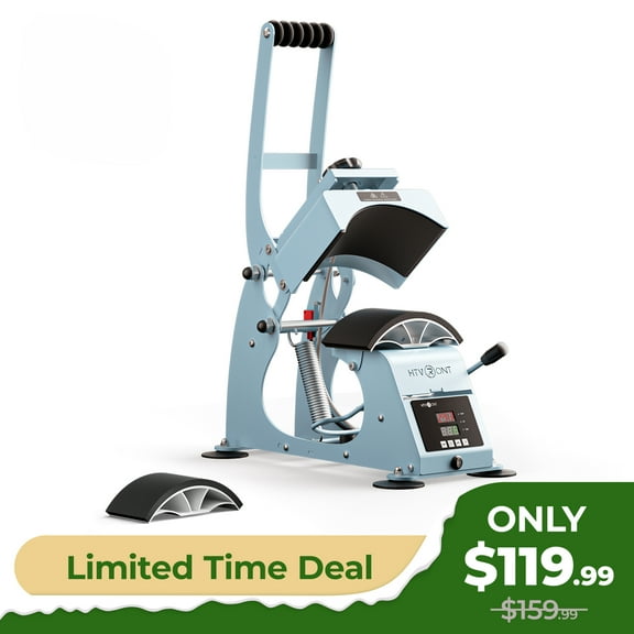 HTVRONT Hat Press Machine - Hat Press Heat Machine for Caps with 2 Platens & Caps Stretcher, Hat Heat Press Machine for Caps with Precise Temp&Timer Control for Heat Transfe Vinyl, Sublimation (Blue)
