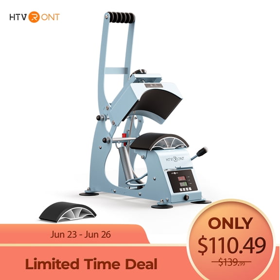 HTVRONT Hat Press Machine - Hat Press Heat Machine for Caps with 2 Platens & Caps Stretcher, Hat Heat Press Machine for Caps with Precise Temp&Timer Control for Heat Transfe Vinyl, Sublimation (Blue)