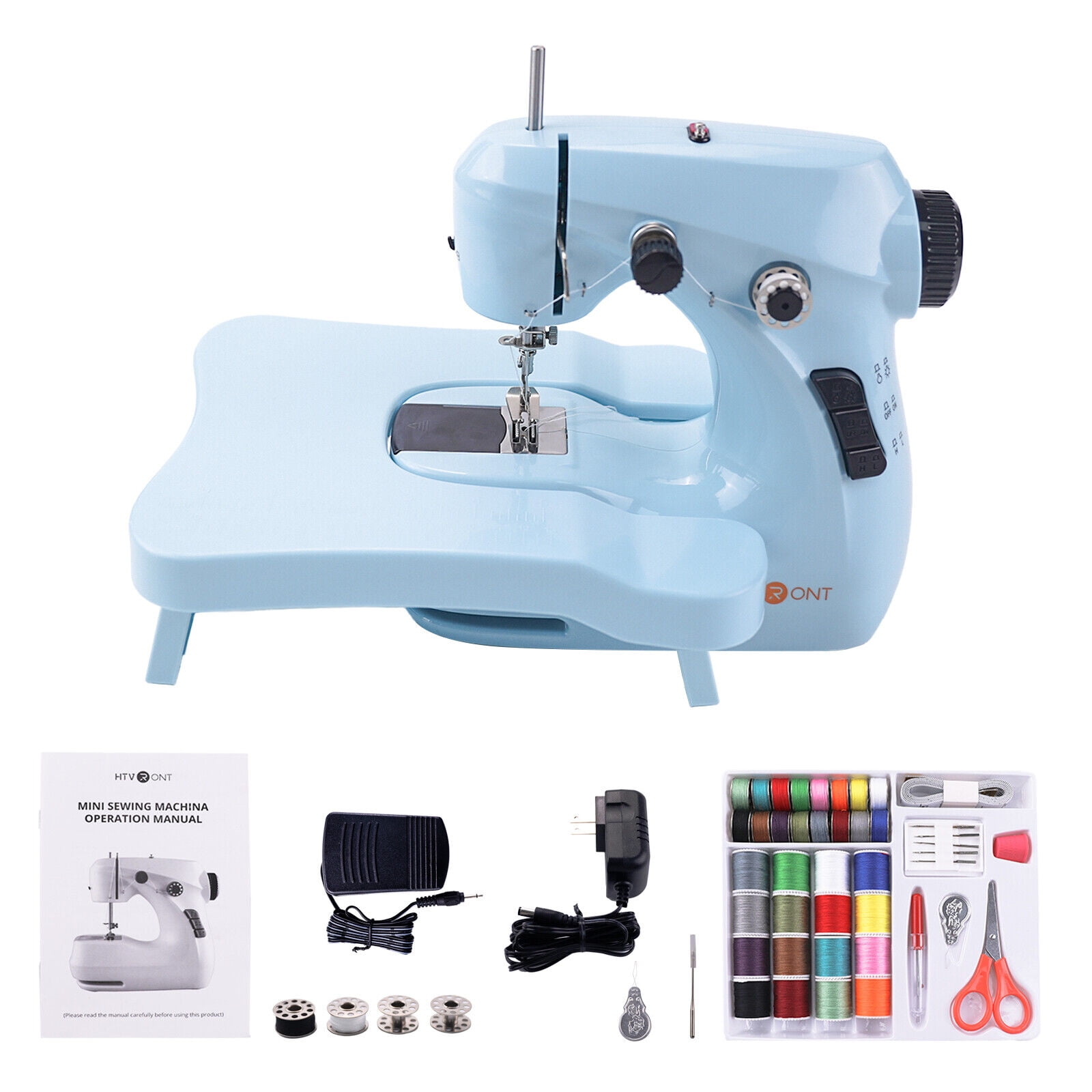 HTVRONT Mini Electric Sewing Machine for Beginners with 42 Pcs Set Portable  Household Light Foot Pedal Straight Line Hand Table - AliExpress