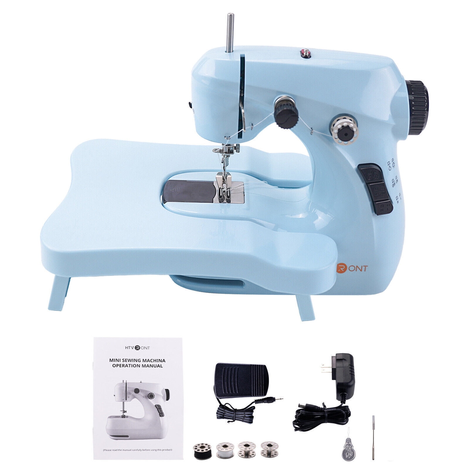  HTVRONT Mini Sewing Machine for Beginners - Portable Sewing  Machine with Extension Table, Foot Pedal, Light, 42 Pcs Sewing Set, etc.  Dual Speed Small Sewing Machine for Beginners and Kids