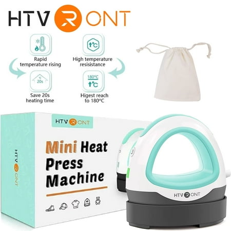 HTVRONT Mint Green Mini Heat Press Machine Portable Press Machine Iron Press for T-Shirt Clothes Hat Bags