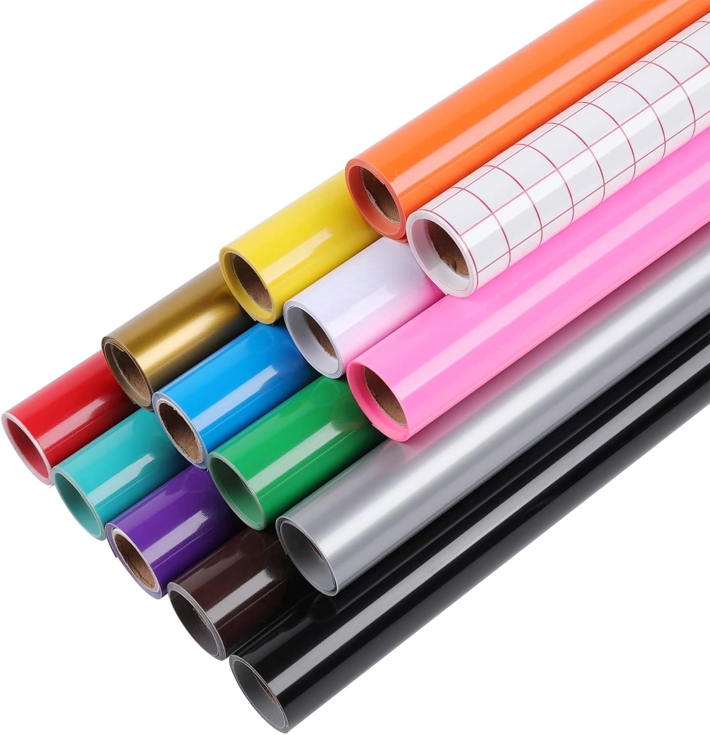 HTVRONT Permanent Vinyl Roll Bundle - 12" x 3 ft 13Pack Multi-Colors Permanent Adhesive Vinyl Rolls +1 Transfer Tape