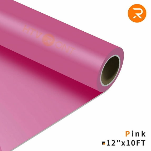 HTVRONT Pink Heat Transfer Vinyl Rolls - 12" x 10FT Pink Iron on Vinyl for Shirts,Pink Iron on for HTVRONT & All Cutter Machine - Easy to Cut & Weed for Craft Heat Vinyl Design(Pink)