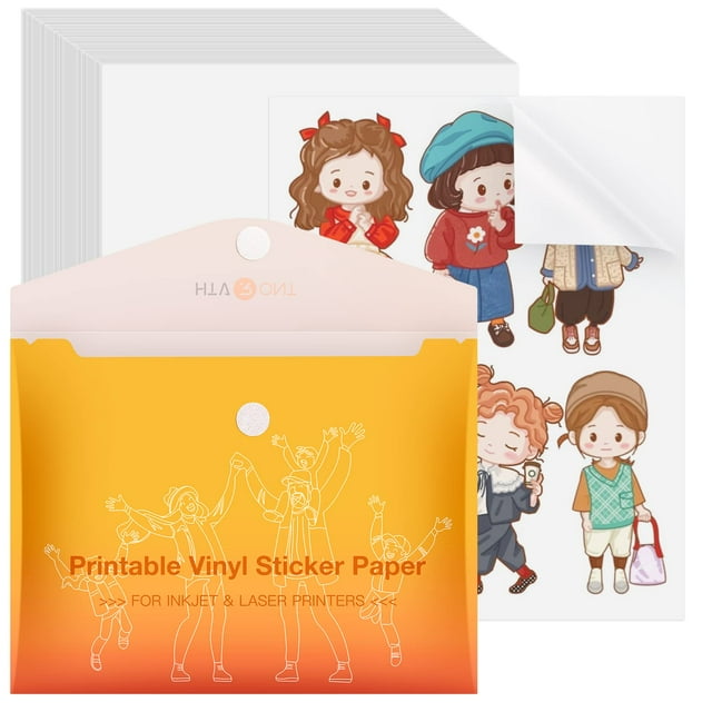 HTVRONT Printable Vinyl Sticker Paper, 100 Sheets Matte Waterproof