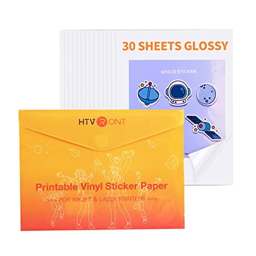 HTVRONT Printable Vinyl Sticker Paper 30 Sheets Glossy Sticker Paper