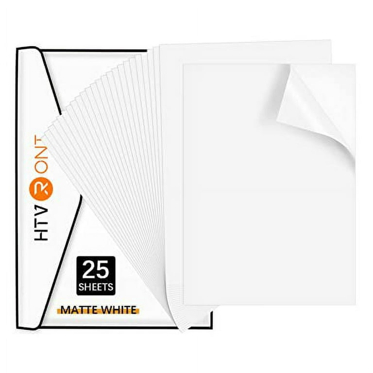 HTVRONT Printable Vinyl Sticker Paper - 8.5x11 Matte Printable Vinyl for  Inkjet Printer - Dries Quickly and Holds Ink Beautifully 25Pcs
