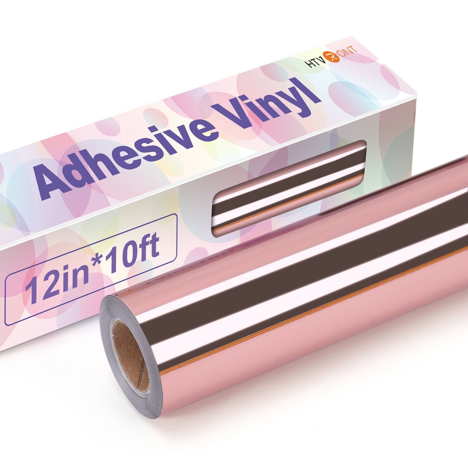 HTVRONT Rose Gold Mirror Metallic Permanent Adhesive Vinyl 12" x 10 FT for Cricut Easy to Cut & Weed