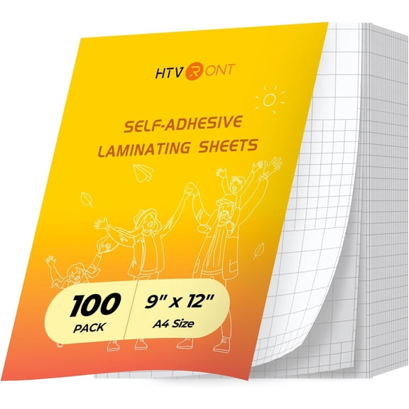 HTVRONT Self-Adhesive Laminating Sheets - 100 Pack, 9 X 12 Inches Self Laminating Sheets, No Machine Needed Clear Laminate Sheets for Protecting and Preserving Documents, Photos, Menus, Stickers