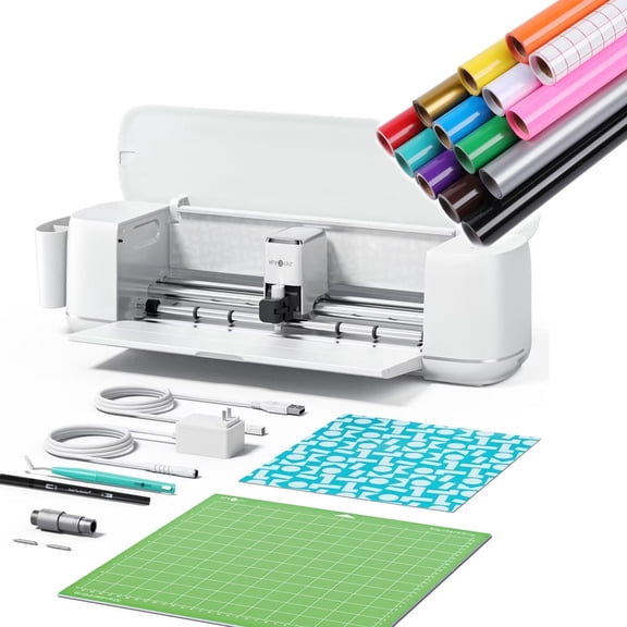 HTVRONT Smart Cutting Machine 2 with 12" x 3 ft 13Pack Multi-Colors Permanent Adhesive Vinyl Rolls +1 Transfer Tape