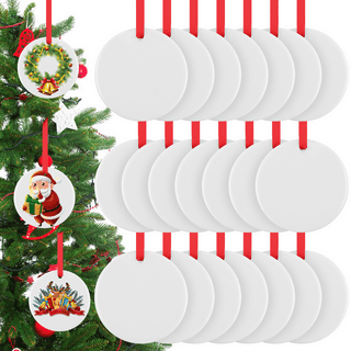 Ceramic Sublimation Coasters Blanks Bulk and Ornaments, Includes Square and  Round Glazed Coaster and Round Sublimation Ornament with Gold String for