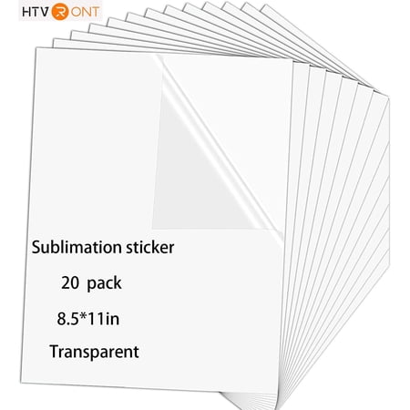 HTVRONT Sublimation Sticker Paper - 20 Pcs 8.5" x 11" Glossy Transparent Waterproof Sublimation Stickers (transparent)