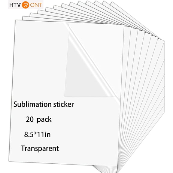 HTVRONT Sublimation Sticker Paper - 20 Pcs 8.5" x 11" Glossy Transparent Waterproof Sublimation Stickers (transparent)