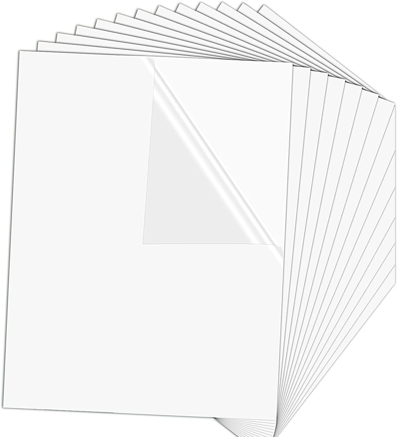 HTVRONT Sublimation Sticker Paper - 20 Pcs 8.5 x 11 Glossy Transparent  Waterproof Sublimation Stickers （white）
