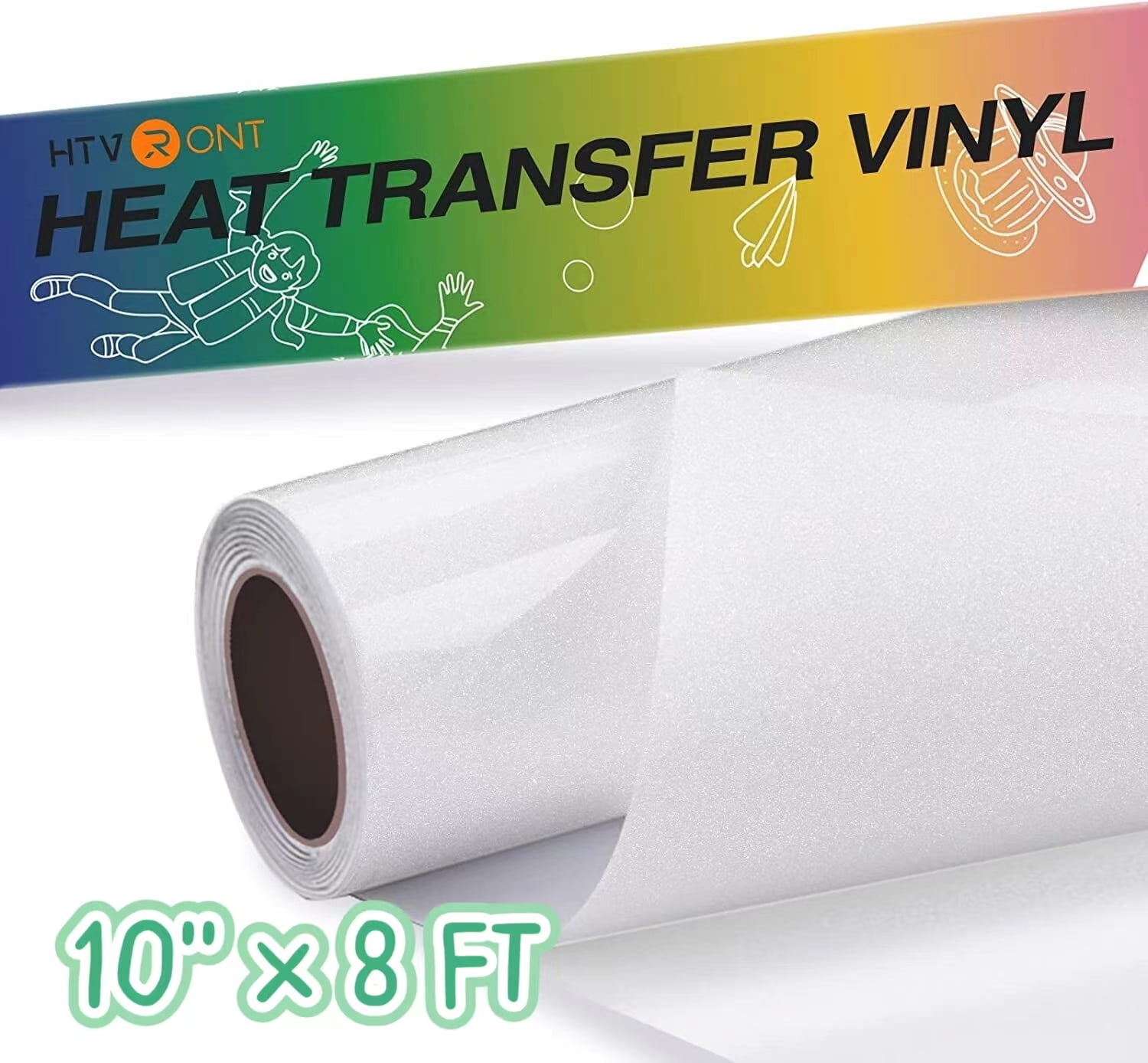 HTVRONT Rainbow Glitter HTV Heat Transfer Vinyl Rolls - 10 x 8ft Glitter  HTV Vinyl for Shirts, Glitter Iron on Vinyl for All Cutter Machine - Easy  to