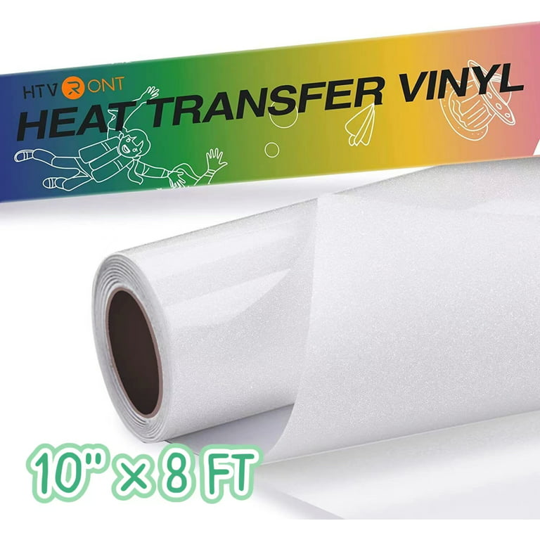 HTVRONT HTV Vinyl Rolls Heat Transfer Vinyl - 12 x 8ft White HTV