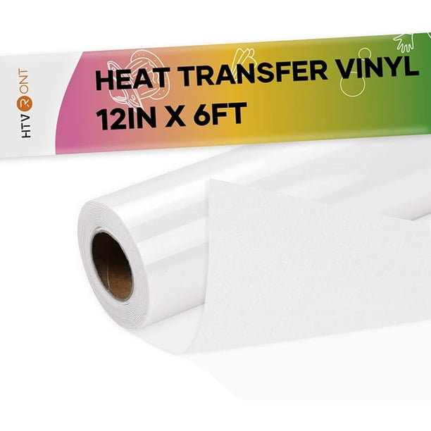 HTVRONT White 12" x 6FT Flock HTV Heat Transfer Vinyl for T-Shirts, Iron on Vinyl Easy to Cut
