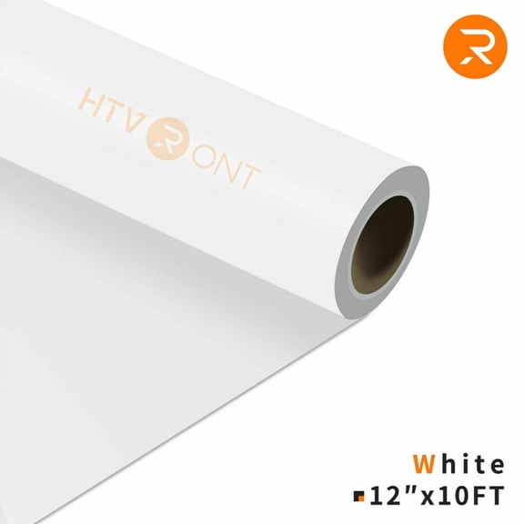 HTVRONT White Heat Transfer Vinyl Rolls - 12" x 10FT White Iron on Vinyl for Shirts,White Iron on for HTVRONT & All Cutter Machine - Easy to Cut & Weed for Craft Heat Vinyl Design(White)