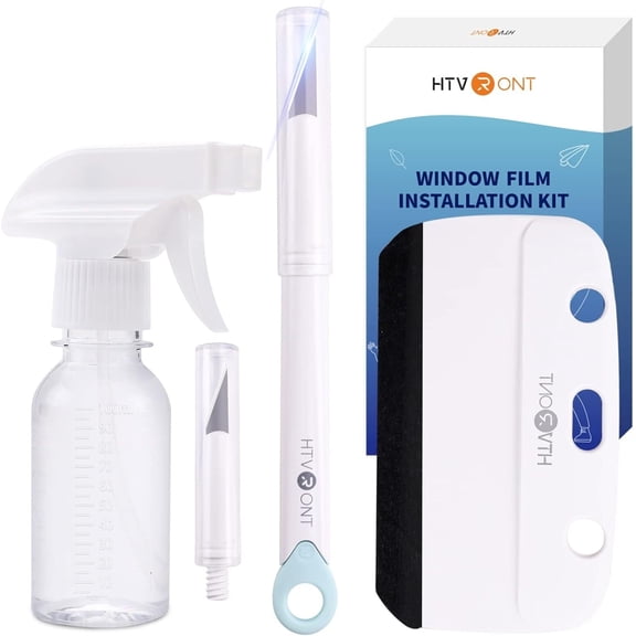HTVRONT Window Film Kit - 4 Pcs Window Privacy Film Installation Tools, Easy to Apply Glass & Car Windows Tint Kit, Includes Felt Squeegee, Detachable Knife & 1 Extra Blade, 100ML Spray Bottle