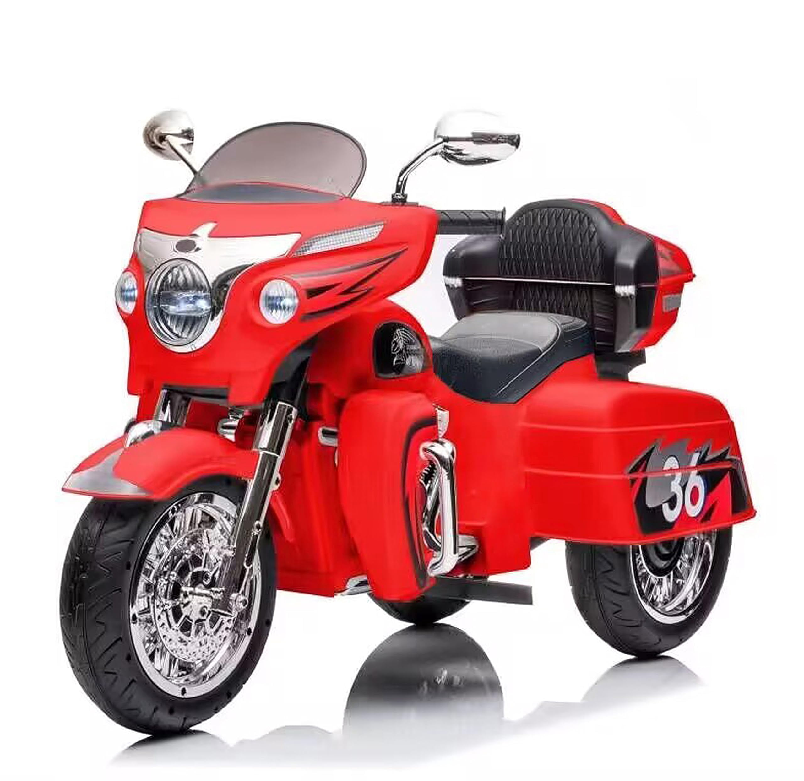 HTW12V Kids Electric Motorcycle w/LED Lights, Music, Storage Trunk & Soft PU Seat – Battery-Powered Ride-On Toy for Ages 3-6