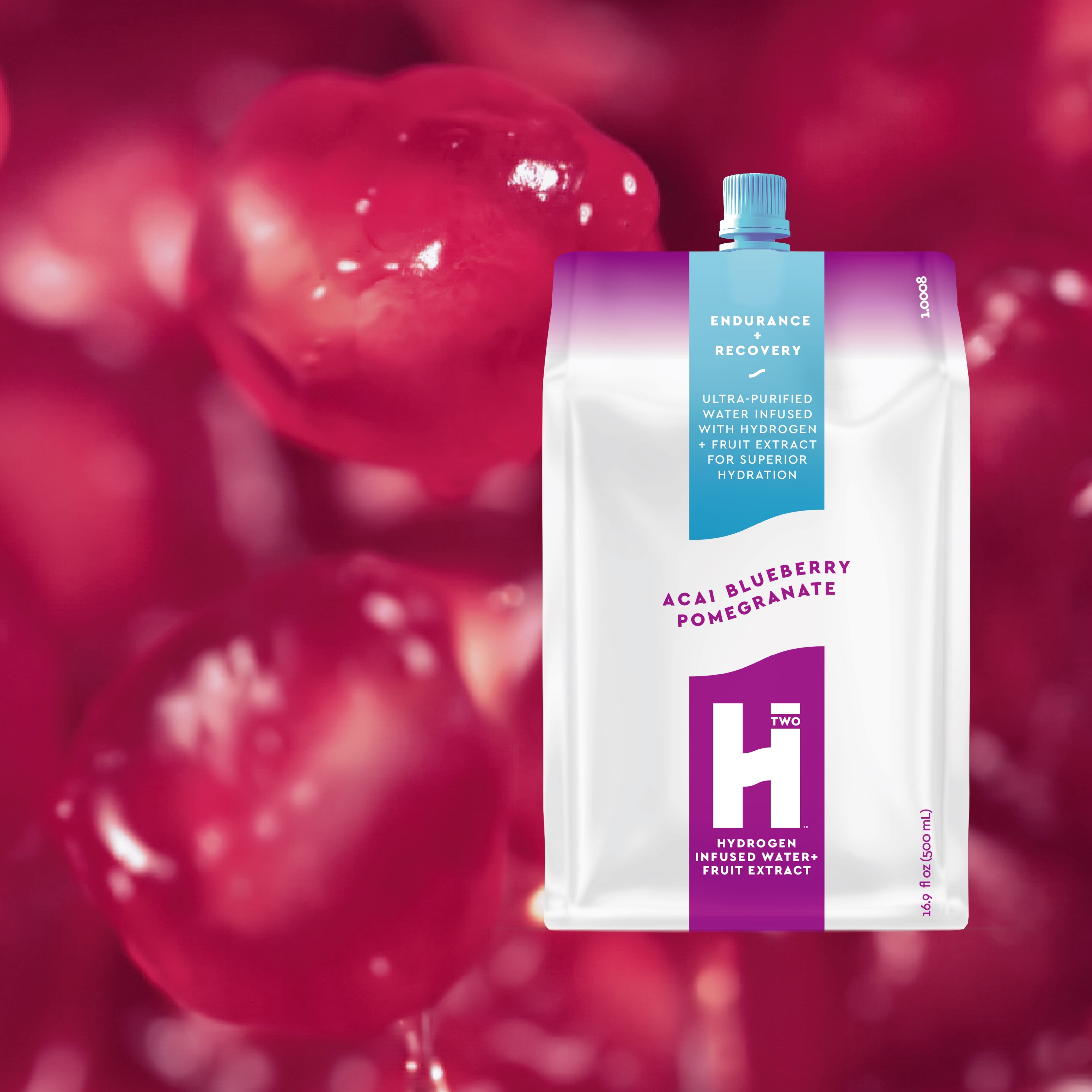 HTWO Acai, Blueberry & Pomegranate Hydrogen-Infused Water, 16.9 fl oz (12 Pack) – Refreshing, Crisp, Ultra-Pure Hydration