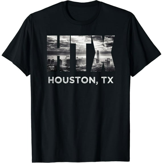 HTX City of Houston Skyline Art Downtown Texas Souvenir Gift T-Shirt