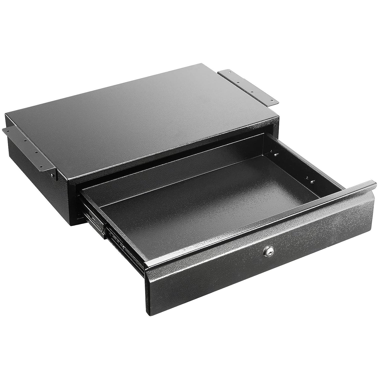 HTYSUPPLY 17.75Inch Steel Under Desk Drawer with Lock and Keys Lockable and Attachable Under