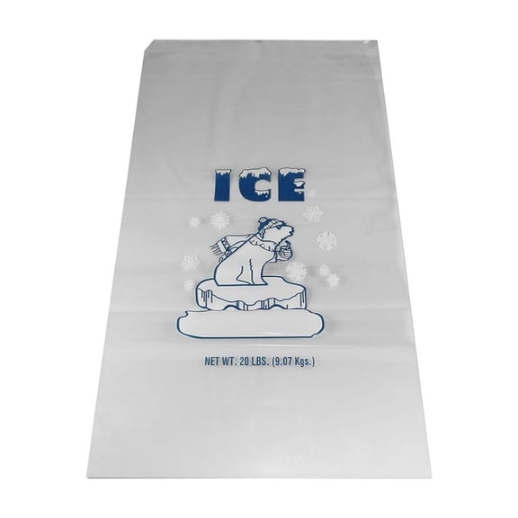 HTYSUPPLY 361802715 Drawstring Ice Bag, Polar Bear, 20 lb, 26" x 14" (Pack of 250)