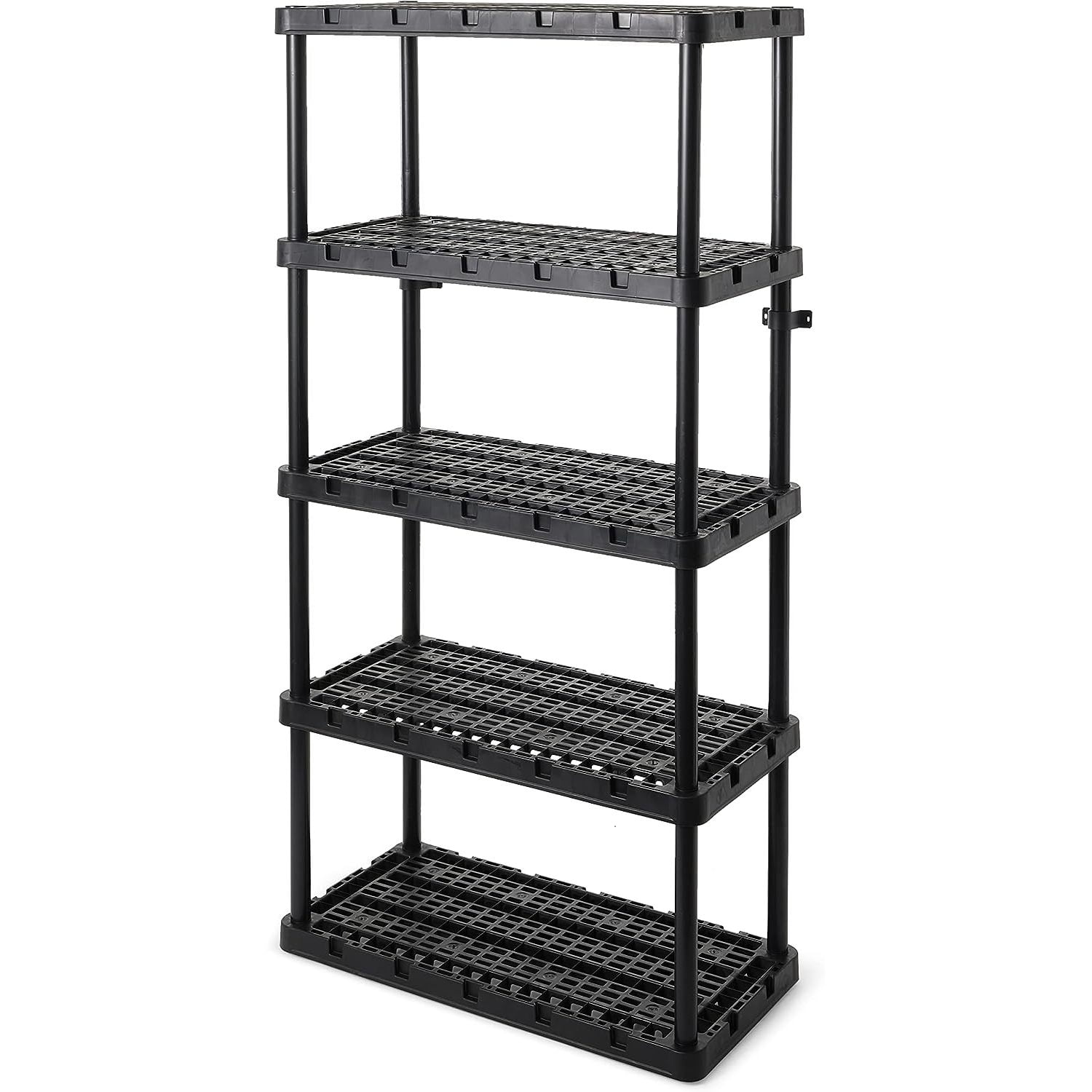 Gracious Living 72" Black 5-Tier Ventilated Plastic Shelving Unit