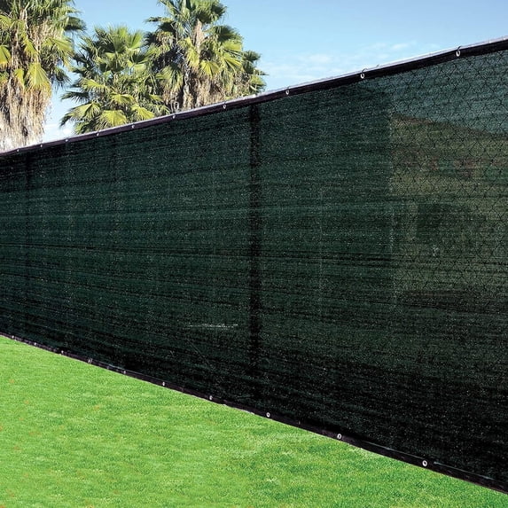 HTYSUPPLY 6'x25' Black Fence Privacy Screen Windscreen Cover Shade Cloth Mesh Fabric Slats Netting Tarp for Home Yard Construction