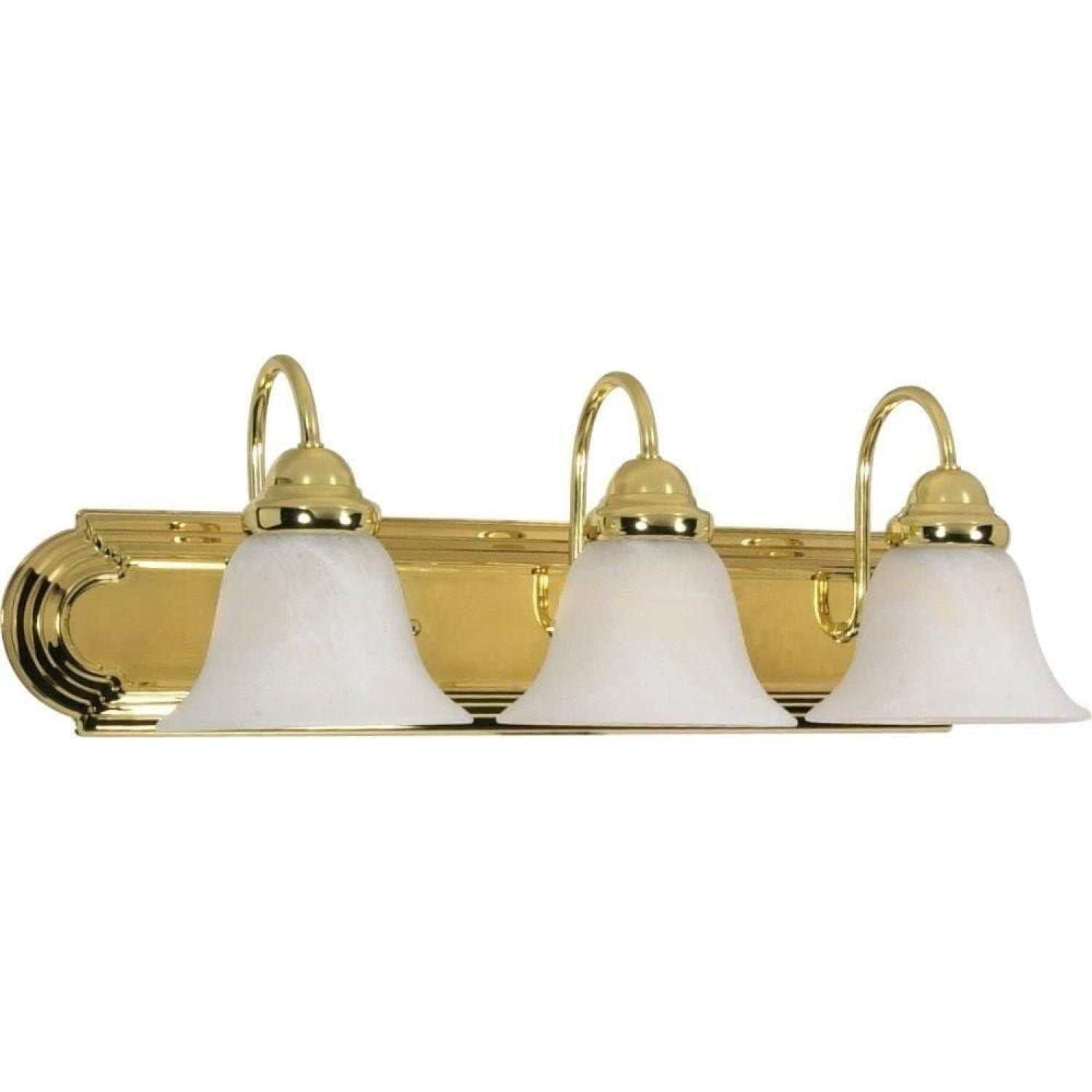 Elegant Ballerina 24" Vanity Wall Light with Alabaster Glass Shades, Polished Brass