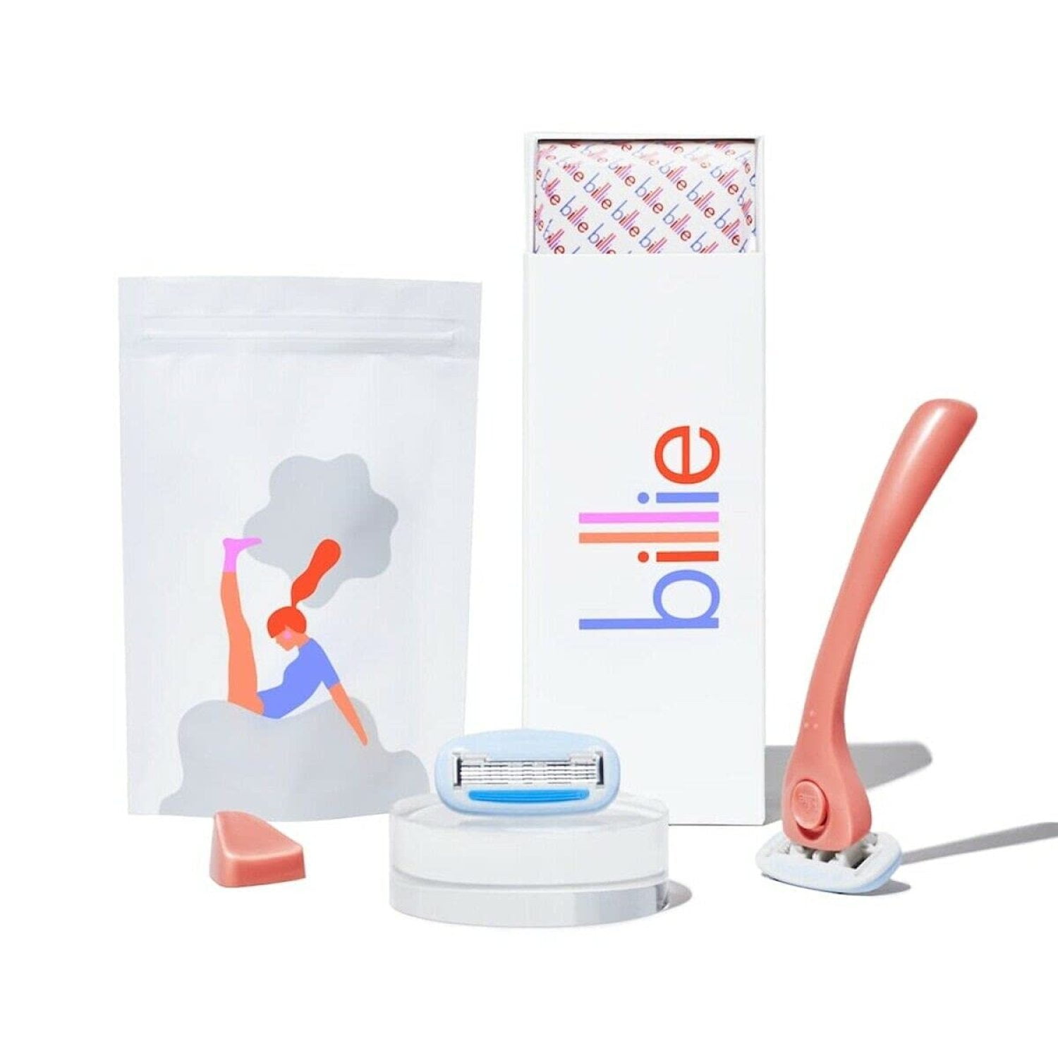 HTYSUPPLY Billie Shaving Razor Coral w/(2) 5Blade Cartridges AND the