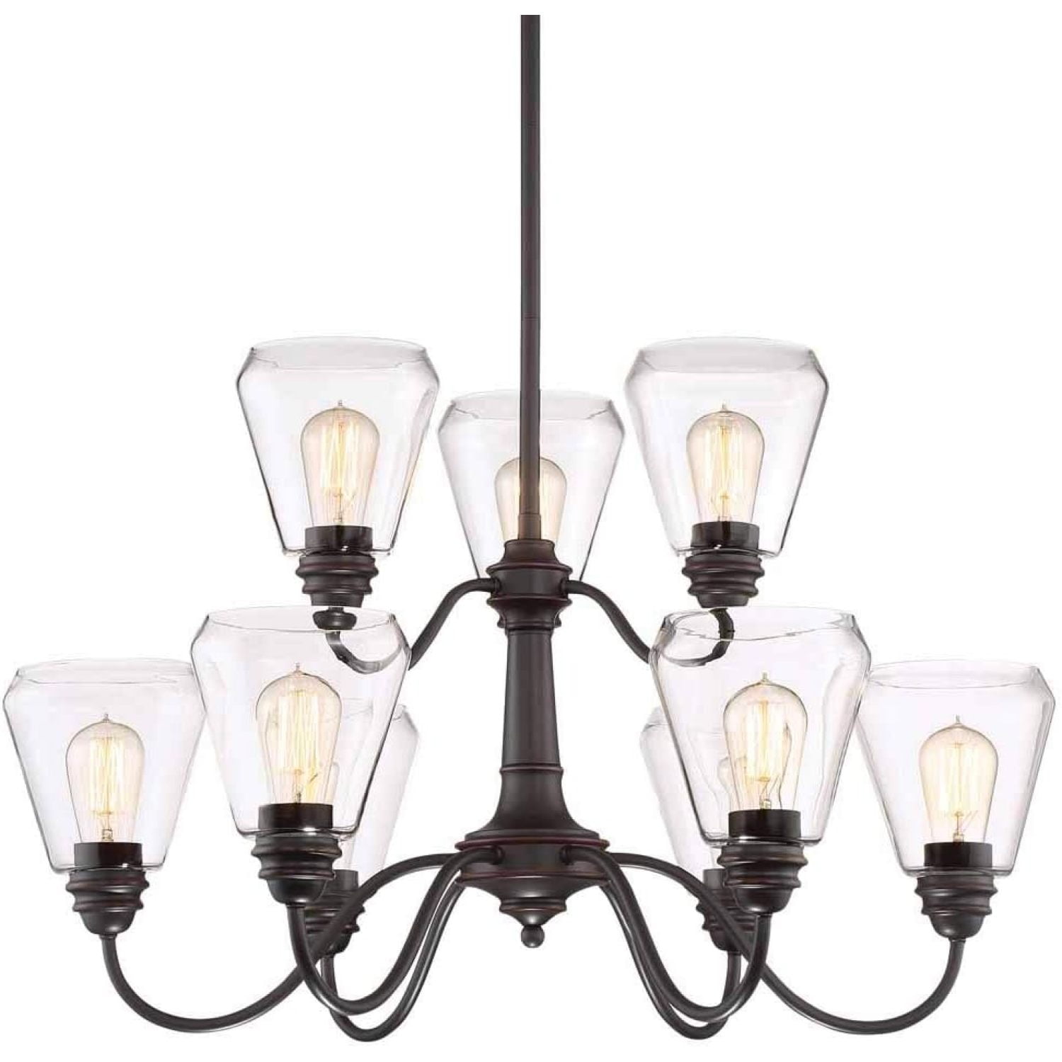31" Bronze Steel 9-Light Industrial Chandelier