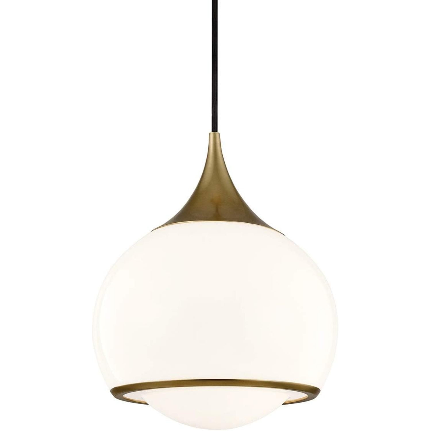 Elegant Opal Glass Globe Pendant in Aged Brass