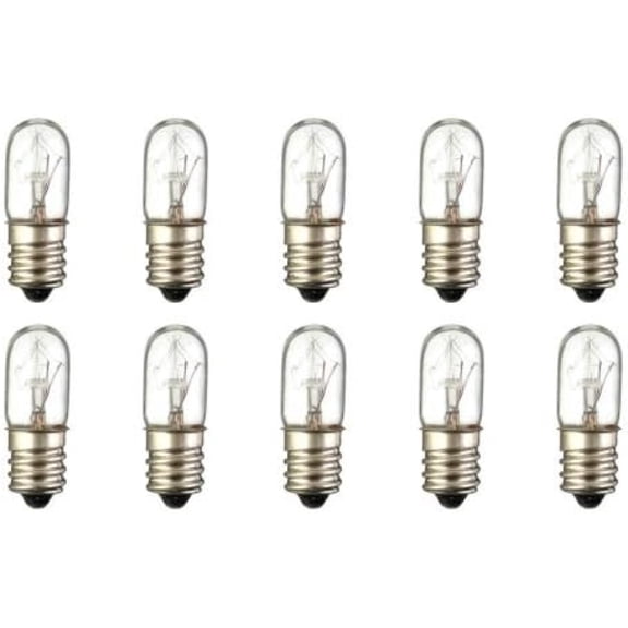 HTYSUPPLY Industries #3T4/120V Bulbs, 120 V, 3 W, E12 Base, T-4 Shape (Box of 10)
