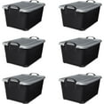 thumbnail image 1 of HTYSUPPLY Multi-Purpose 55 Quart Stackable Storage Container with Secure Snapping Lids for Home Organization, Black (6 Pack), 1 of 7