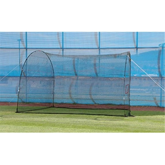 HTYSUPPLY SPORTS HomeRun Baseball and Softball Batting Cage Net and Frame, With Built In Pitching Machine Square (Machine NOT Included) Home Run Batting Cage