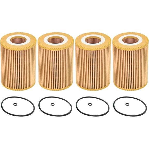 HU821X Oil Filter With Oil Drain Gasket Compatible with Mercedes-Benz Freightliner Jeep Dodge Vehicle E350 GL350 ML350 R320 R350 S350,Pack of 4