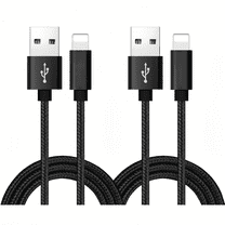 HUABANG 6ft Nylon Braided Lightning Cable, 2-Pack
